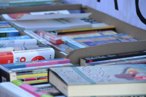 books in open boxes
