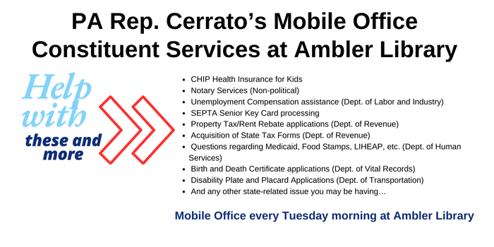 PA Rep. Cerrato’s Constituent Services at Ambler Library